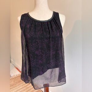Converse Purple Tank Blouse with faux leather trim